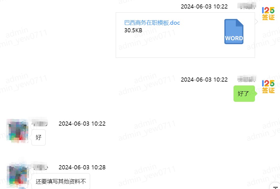 巴西商务签证沟通记录